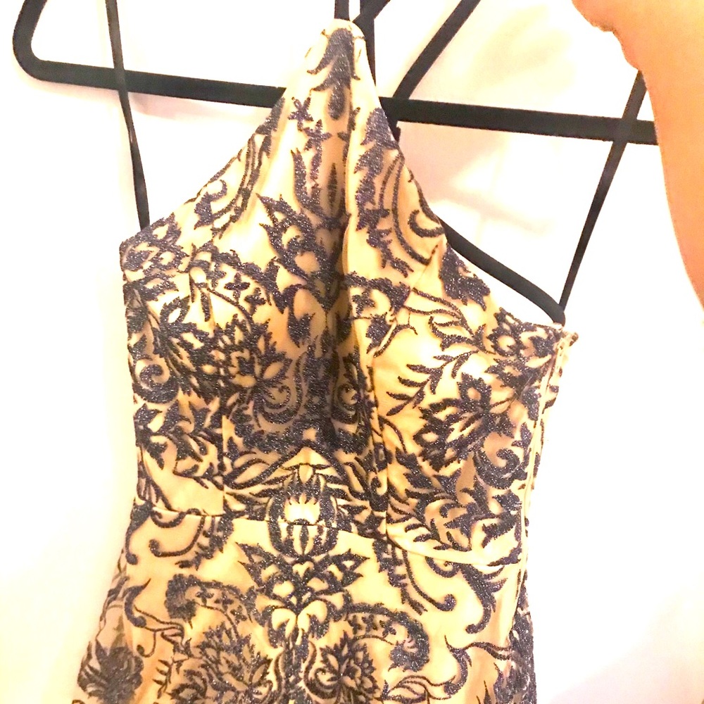 Mini dress blue and cream glittery
